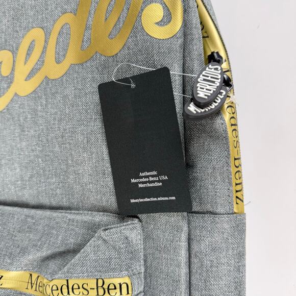 Mercedes-Benz Backpack with Laptop Sleeve Gray and Gold School / Work - Picture 3 of 7